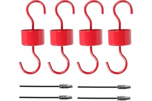 RM FOLD ART Metal Ant Moat for Hummingbird Feeders, Red Hummingbird Feeder Ant Guard for Outdoor Hangers, Ant Trap Nectar Protector, Garden Decor, Sturdy & Leakproof (4 Hooks with 4 Brushes)