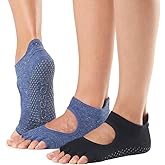 toesox Bellarina Half Toe Multi Pack - Grip Non-Slip Toe Socks for Pilates, Barre, Yoga, Ballet, Black, Charcoal, Echo