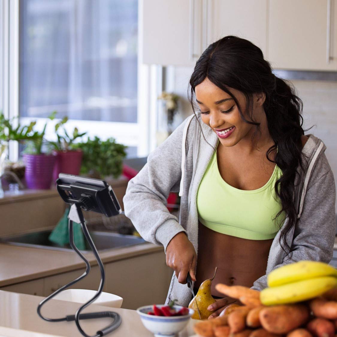 Lazy Cell Phone Holder for Neck, 360 Degree Free Rotating Mount, Universal Tablet Holder Mobile Phone Stand Bracket for Phone, iPad, Kindle