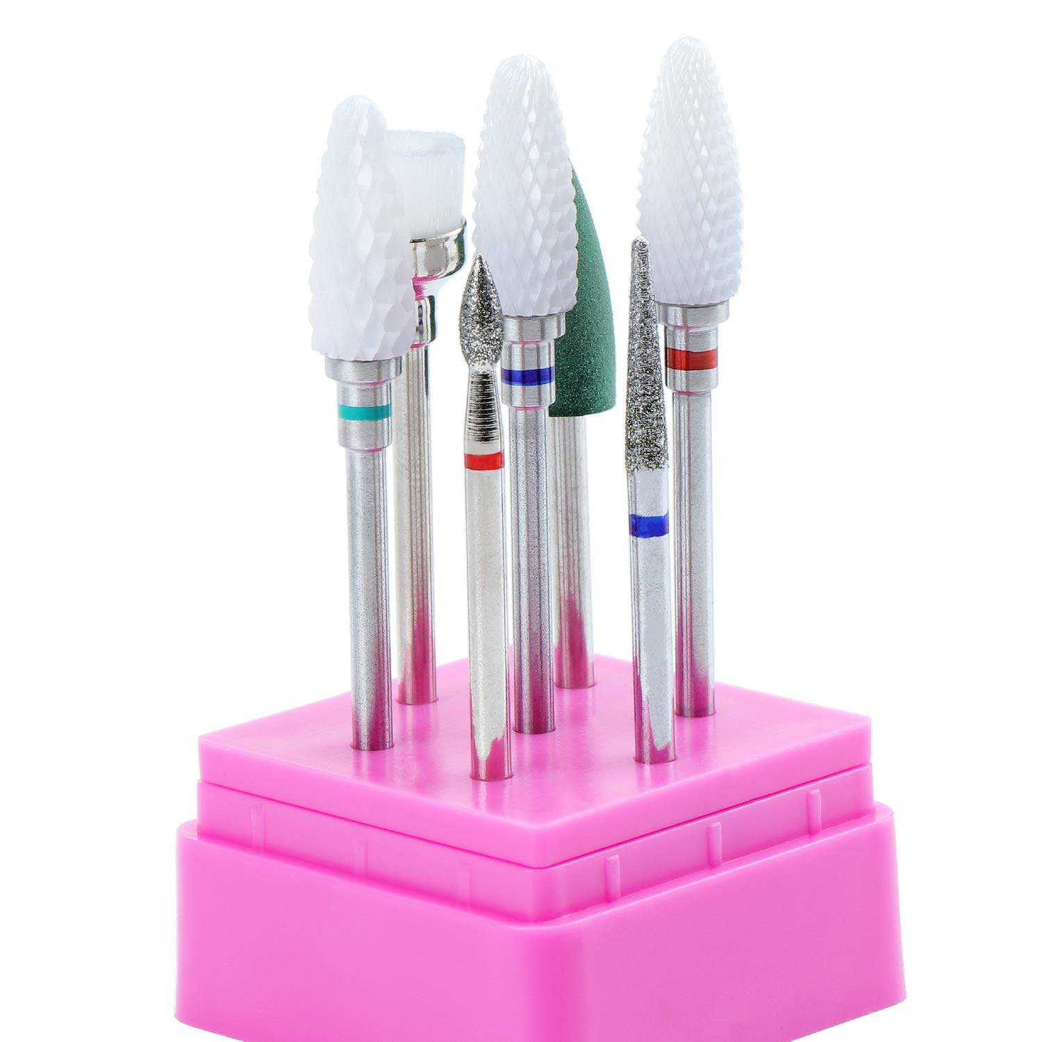 TsunNee 7PCS Nail Drill Bits Set, Professional Tungsten Carbide Ceramic Nail File Drill, 3/32 Inches Nail Bits Filing for Most Electric Manicure Drills for Nail Beautify Nail Polishing
