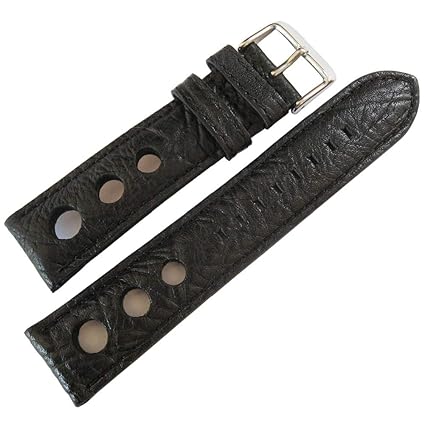 GT Rallye 18mm Black Leather Mens Watch Strap
