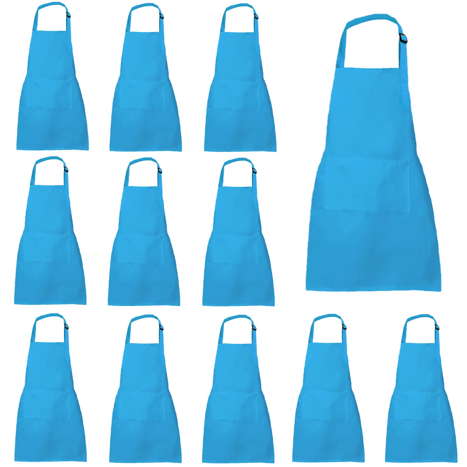 XIEJINJIA 4/12/24 Pack Waterproof Kids Apron with Pockets Adjustable Children Chef Artists Child Cooking Baking Painting for Boys and Girls Blue