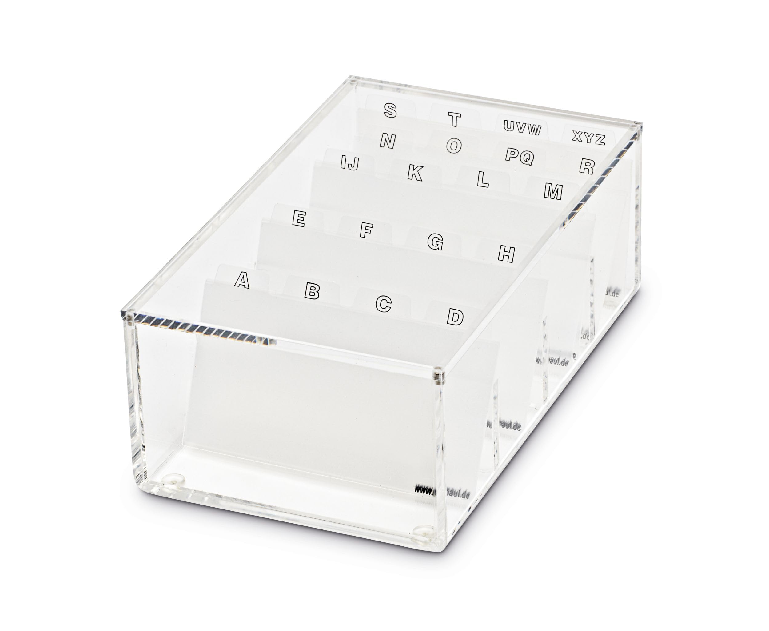 MAUL Acrylic Business Card Box, Desk Organiser with Lid for Storing Customer and Business Cards, Furniture Friendly Thanks to Nubs for Desk and Shelf, Transparent