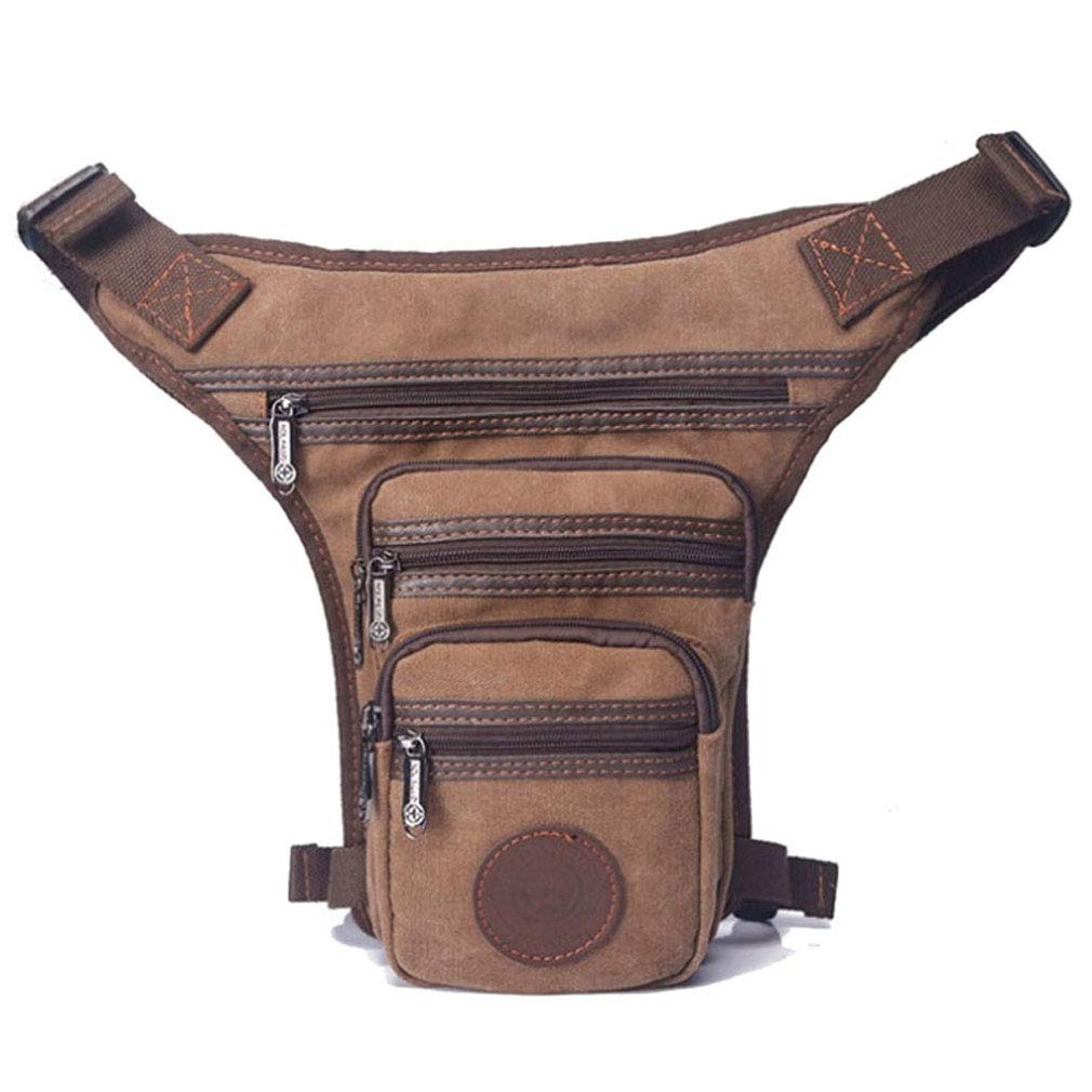 Canvas Waist Pack Drop Leg Bag for Men Women Crossbody Shoulder Waist Fanny Pack Travel Outdoor Sports Motorcycle Bike Cycling Pouch Khaki