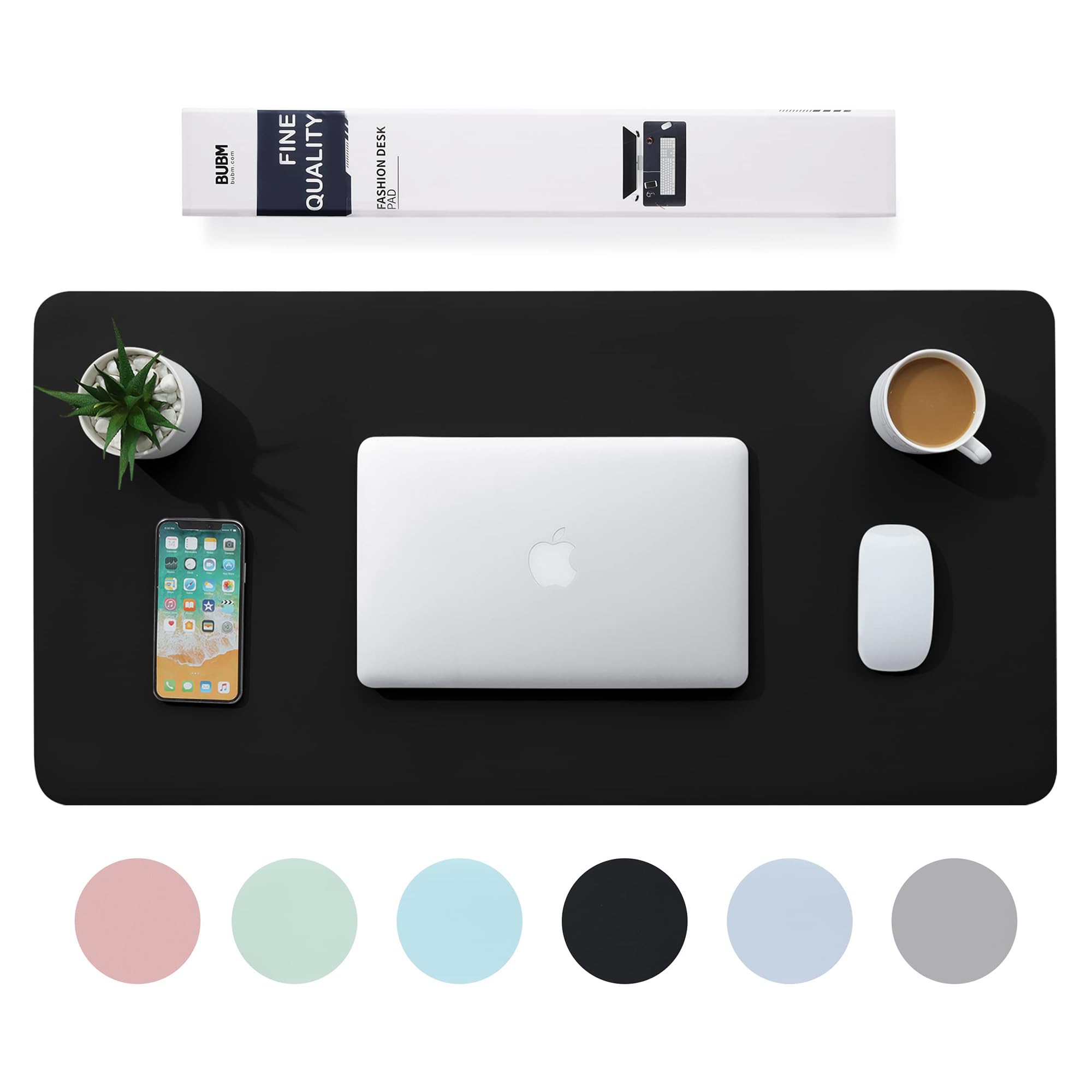 BUBM Desk Mat, Office Desk Pad,PU Leather Desk Blotter (90x43cm) Laptop Desk Mat Waterproof Desk Writing Pad for Office and Home-Black