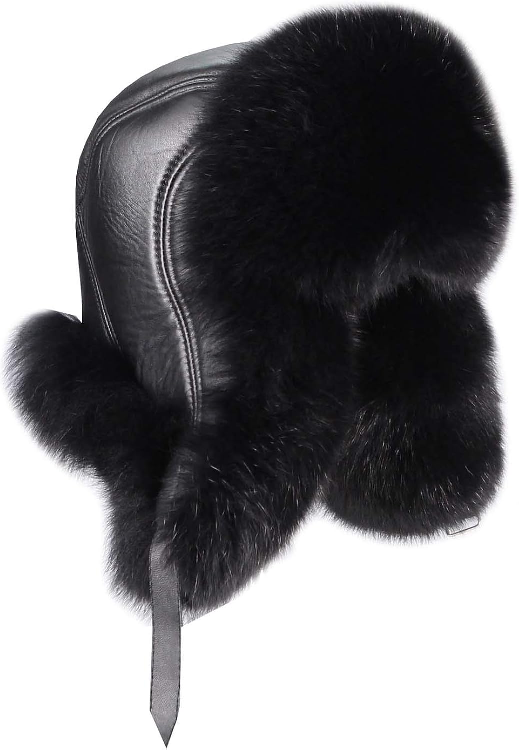 Trapperhut Leder Mit Kunstfell - Russische Uschanka Mütze Herren