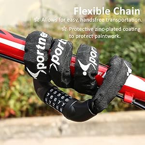 Bike Lock, 7mm-Thick 3.2ft-Long 5-Digit Resettable Combination Bicycle Lock, Heavy Duty Anti-Theft Bike Chain Locks for Road Bike Mountain Bikes Cycling Accessories