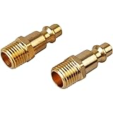 PowRyte Basic 1/4-Inch Industrial Solid Brass Quick Coupler Plug Set - 1/4-Inch NPT Male Thread, 2-Pack