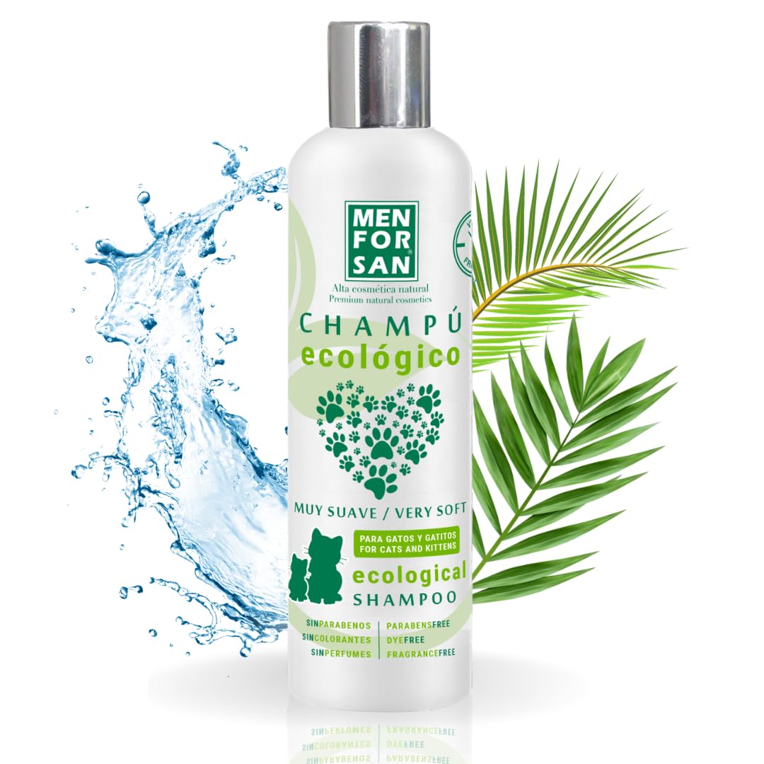 MENFORSAN Very gentle Organic Shampoo for cats | Nourishes, Softens and Protects the coat | Provides Shine | Makes brushing easier | Foaming Effect | 300ml