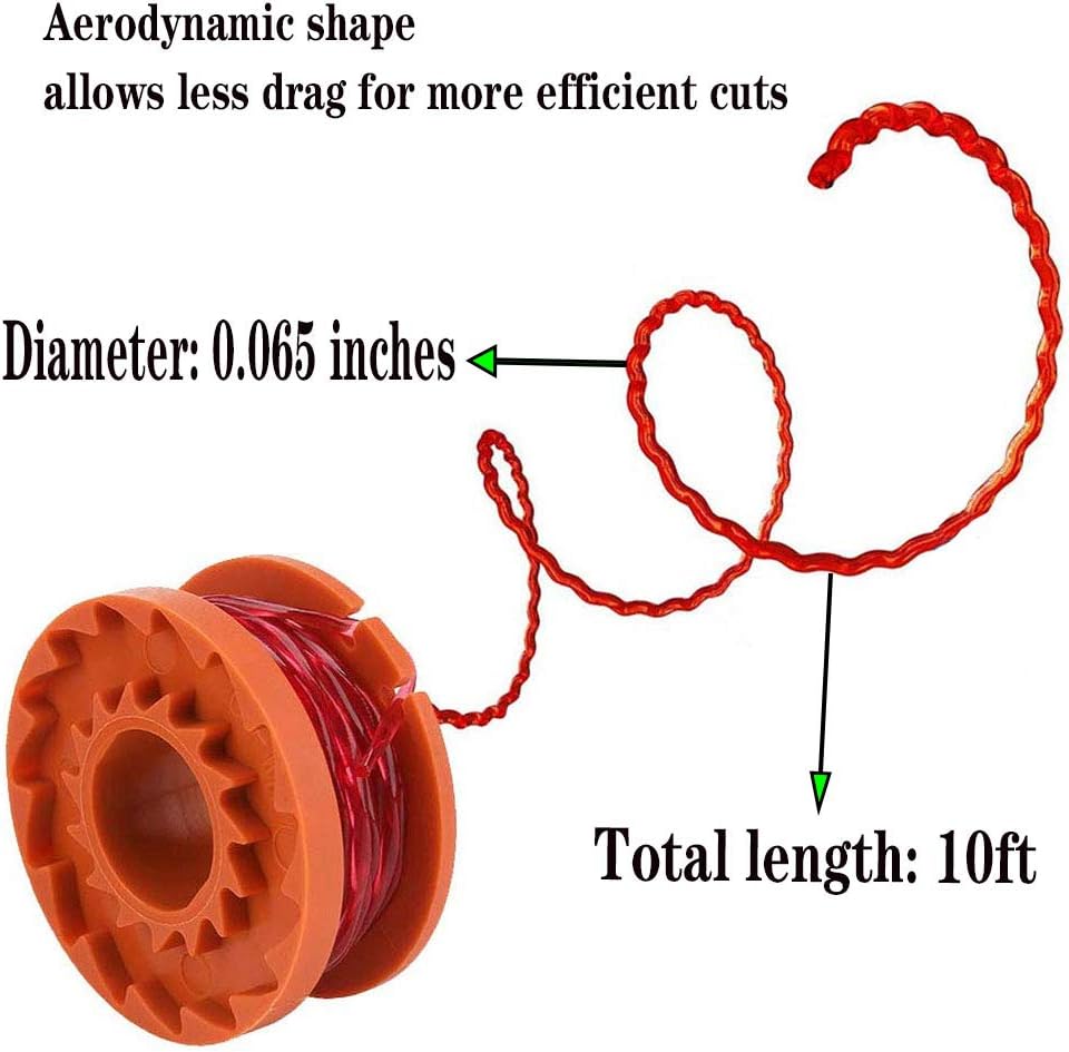 WA0010 Spool, WA0010 Replacement Trimmer Spool for Worx Grass Trimmer Spool Line .065" 10ft - for Worx WG180 WG163 Weed Wacker Eater String with WA6531 GT Spool Cover 50006531 by BOOTOP: Garden & Outdoor