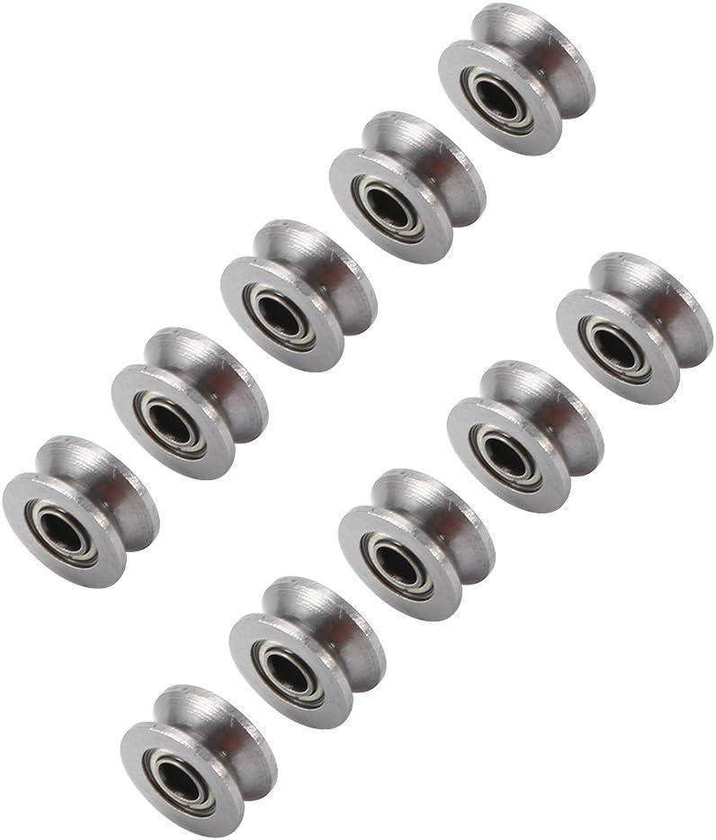 10pcs U624ZZ Mini U Groove Ball Bearing Guide Pulley Carbon Steel for Rail Track Linear System 4 * 13 * 7mm - Image 4