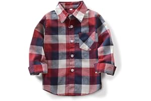 SOBRISAH Men & Boy Button Down Shirt Kid Flannel Shirt Toddler Buffalo Plaid Shirt Boys Western Shirts Long Sleeve Father Son Shirt