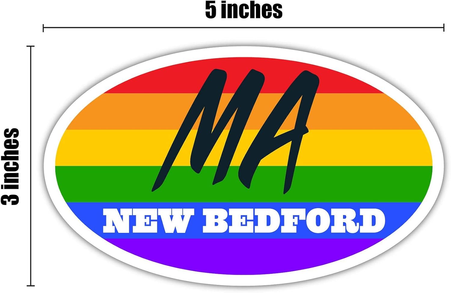 Amazon Com New Bedford Ma Massachusetts Bristol County Rainbow Pride Flag 6 Stripes Pride Flag Euro Decal Bumper Sticker 3m Vinyl 3 X 5 Sports Outdoors