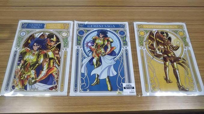 Amazon 聖闘士星矢 クリアファイルセット サジタリアス アイオロス ジェミニ サガ ジャンプフェスタ 中外鉱業 クリアファイル アニメ 萌えグッズ 通販