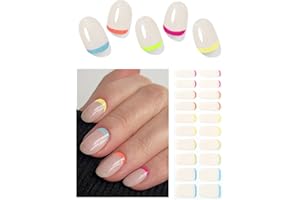 Wahrshei Semi Cured Gel Nail Strips | 20pcs Jelly Beige Semi Cured gel Nails Sticker | Gel Nail Wraps UV for Home Nails DIY
