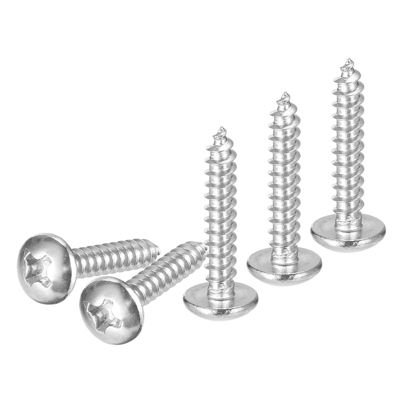 DTGN #4x5/8 Sheet Metal Screws - 100 Pack - for Wood, Furniture - 304 Stainless Steel Phillips Truss Head Self Tapping Tip Wood Screws - Silver — image 1