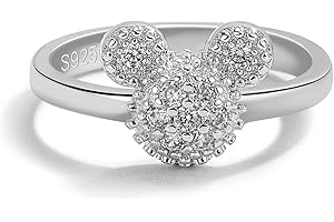 H&Beautimer 925 Sterling Silver Rings for Women-Cute Mickey Design Rings-Women's Girls Fine Jewelry-AAA CZ Wedding Rings 3-4-5-6-7-8-9#-Handmade in Italy