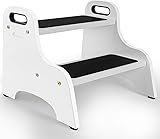 StrongTek Wood 2 Step Stool for Kids with Non-Slip