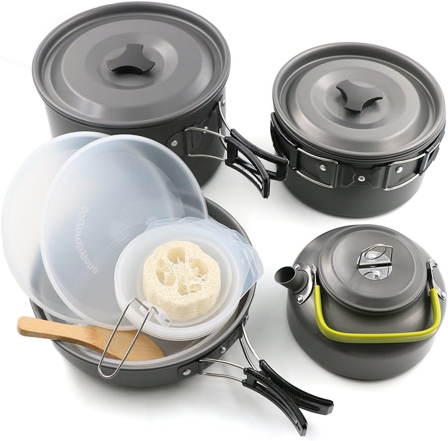 Camping Mess Kit Camping Cookware Pots and Pans For 4 5