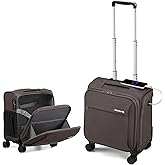 Hanke 16 Inch Underseat Carry On Luggage with Wheels Small Suitcase Softside Luggage Bags for Travel Lightweight Suitcases with Wheels Travel Luggage Personal Item for Men and Women.(Coffee)
