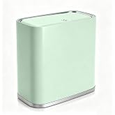 suyika Small Bathroom Trash Can with Lid 2.6 Gallon/10L Air-Press Trash Can | Rolling Wheels Narrow Wastebasket for Bathroom,Kitchen, Bedroom, Office, Dorm