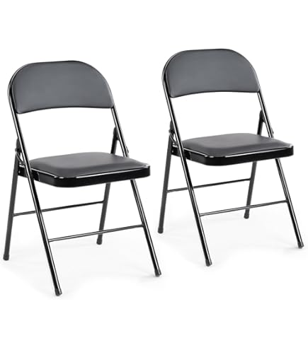 Black Folding Chairs Panana Folding Chairs With Padded Cushion And Back, Metal Chairs For Home And Office,Indoor And Outdoor Foldable Chairs (Grey, 6 Pack Plastic Chair