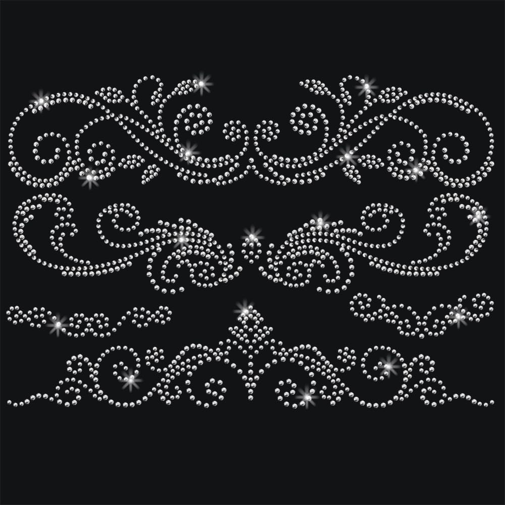 NBEADS Flower Pattern Bling Rhinestone Stickers, Heat Transfer Decal Bling Rhinestone Sticker Heat Transfer Patch Clothing Repair Applique for T-Shirt Clothing Pants Bags