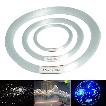 RISHIL WORLD 100m PMMA Clear Plastic Fiber Optic Cable End Grow Led Light Decor 0.75/1 / 1.5mm Single Item.