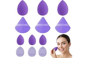 12 Pcs Makeup Sponge Set, Beauty Sponges Blender Makeup Tools Portable for Liquid, Foundation Powder,Concealer (Purple)