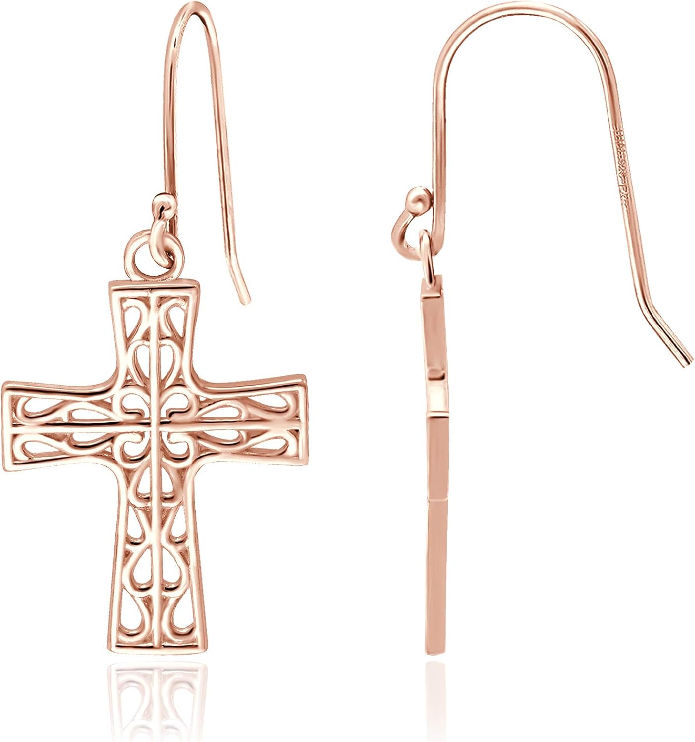 Sterling Silver Cross Filigree Drop Dangle Earrings Clothing