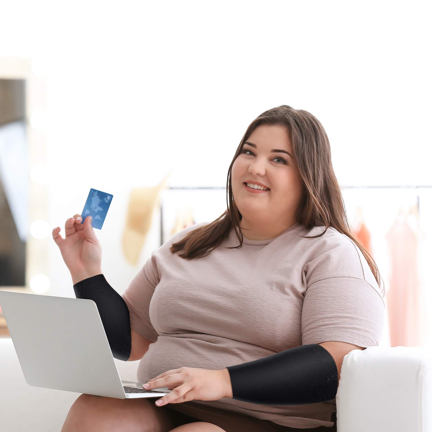 SATINIOR 2 Pairs Arm Shapers for Plus Size Women, Upper Arm Sleeves