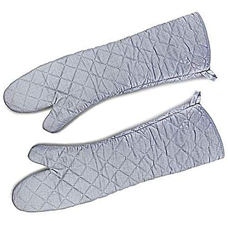 linwnil 58 cm lange Baumwoll-Ofenhandschuhe, hitzebeständig und lang, Küchen-/Back-Handschuhe für Schutz bei heißem Kochen un