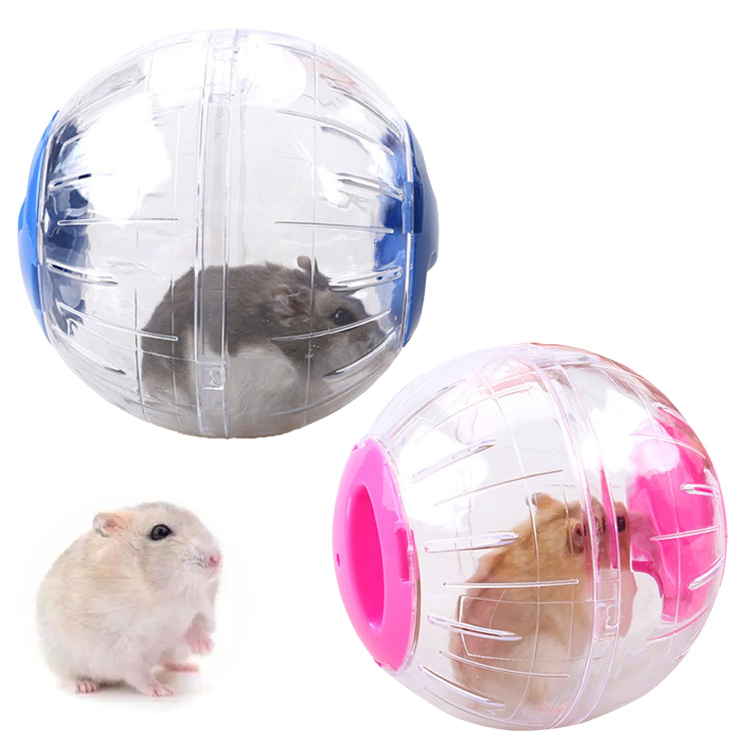 2 Pcs Hamster Running Balls, Small Animal Exercise Balls Relieve Hamsters’ Boredom Glitter Hamster Ball Hamster Exercise Balls Transparent Hamster Balls Running Wheel Cute Jogging Balls For Small Pet