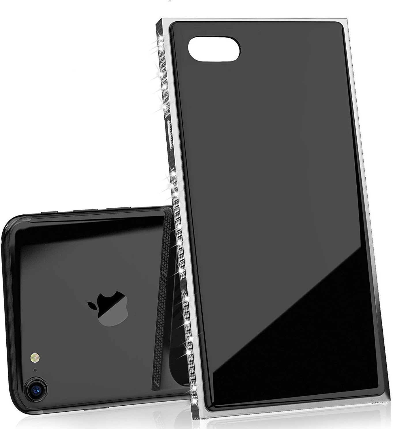 iPhone X Case/iPhone Xs Case/Luxury Rhinestones 9H Tempered Glass, Drop Protection, Wireless Charging Compatible Apple iPhone X/iPhone Xs