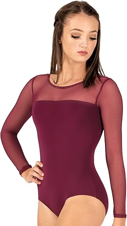 Womens Mesh Long Sleeve Leotard 
