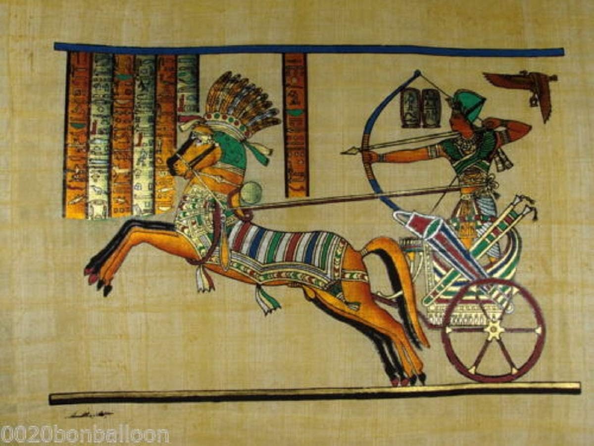 Paintings - 100% Authentic Egyptian Egypt Original Hand Painted Painting Papyrus Paper Pharaoh Ancient 12