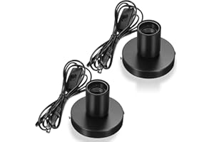 Tuanse 2 Pcs Polished Metal Desktop Lamp Base E26 E27 Screw Light Bulb Holder Sockets Night Light Base Lamp Replacement for Holding Bulb 6 Feet Cord on Off Switch Plug(Black)