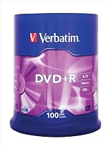 Verbatim 100PK 4.7GB 16X DVD+R Spindle Matt Silver Recordable Discs