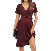 Ekouaer Women Short Sleeve Maternity Nursing Dress Casual V Neck Breastfeeding Loungewear Ribbed Knit Pregnancy Dresses S-XXL