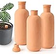3pcs Terracotta Plant Watering Globes 3.5 * 10inch Terracotta Watering Pots Self Watering Planter 900ml for Indoor Outdoor Plants Clay Plant Watering Globes Planter Insert Watering Pots