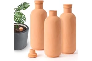 LOVELY RAN 3pcs Terracotta Plant Watering Globes 3.5 * 10inch Terracotta Watering Pots Self Watering Planter 900ml for Indoor Outdoor Plants Clay Plant Watering Globes Planter Insert Watering Pots