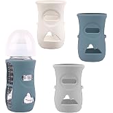 3 Pack Silicone Sleeves for Avent Natural Glass Baby Bottles 8 oz | Anti Breakage Baby Bottle Holder, Compatible Philips AVENT Glass Natural Baby Bottle 8 oz (Grey+Dark Blue+Apricot)