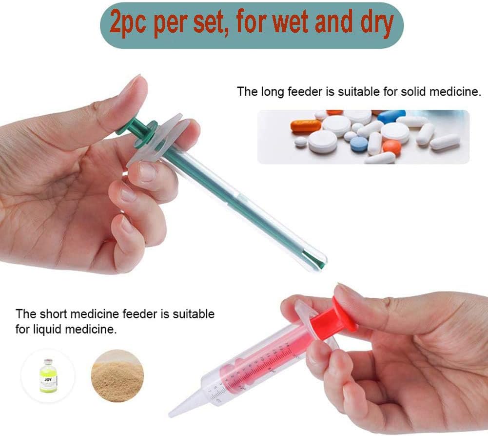 IBLUELOVER 2pcs Pet Medicine Feeder Dog Cat Pill Tablet Feeder Syringe Medicine Dispenser Capsule Feeding Tool Reusable Pet Nursing Shooter with Soft Tips for Cat Dog and Baby Animals - Image 3
