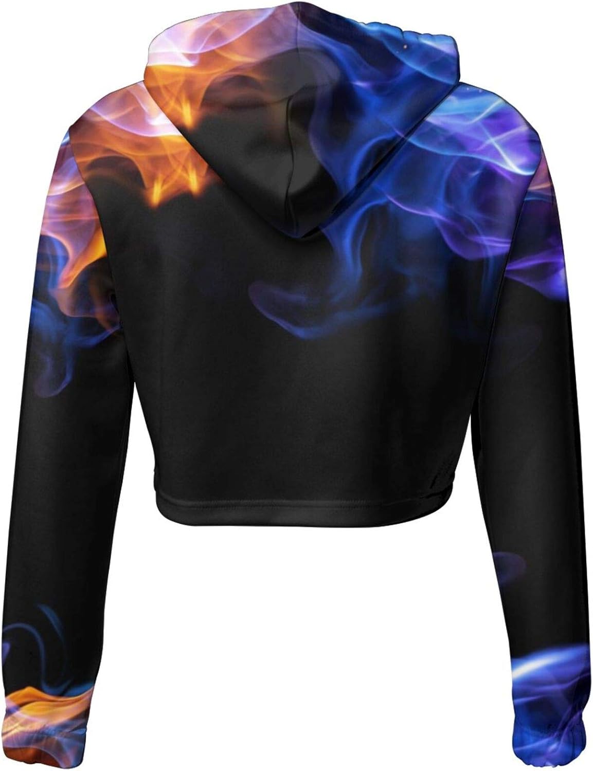 Creative Flame Hoodie Women's Fashion Cropped Sport Casual