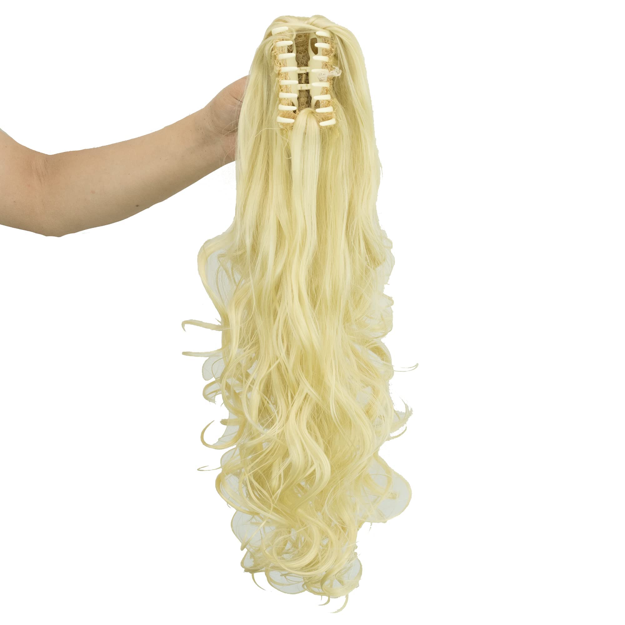IMISSU Thick Mess Curly Jaw Claw Ponytail Hair Pieces Extensions Pony Tail Clip in Hairpiece 24 Inches (613 Blonde)