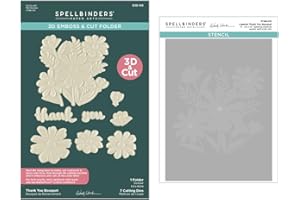 Spellbinders Thank You Bouquet Bundle 3D Embossing Folder & Stencil, Metal