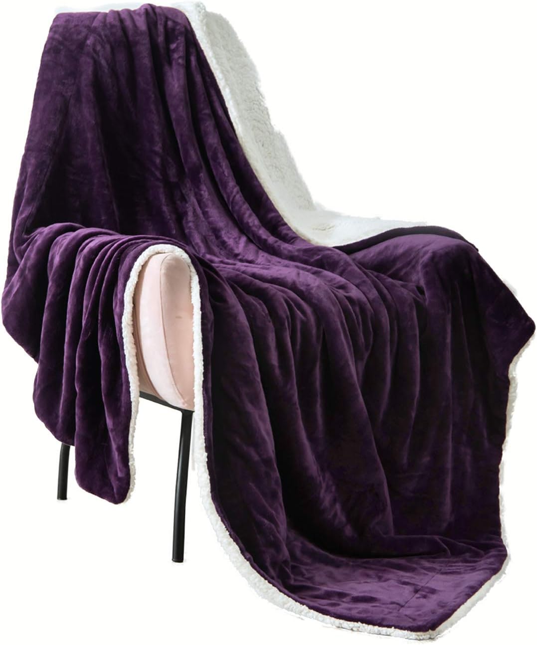 VOTOWN HOME Sherpa Blanket Twin Extra Soft Plush Blanket Cozy Warm Reversible Winter Blanket for Bedroom Micro Fleece Fabric,Purple Twin Size 60"x80"