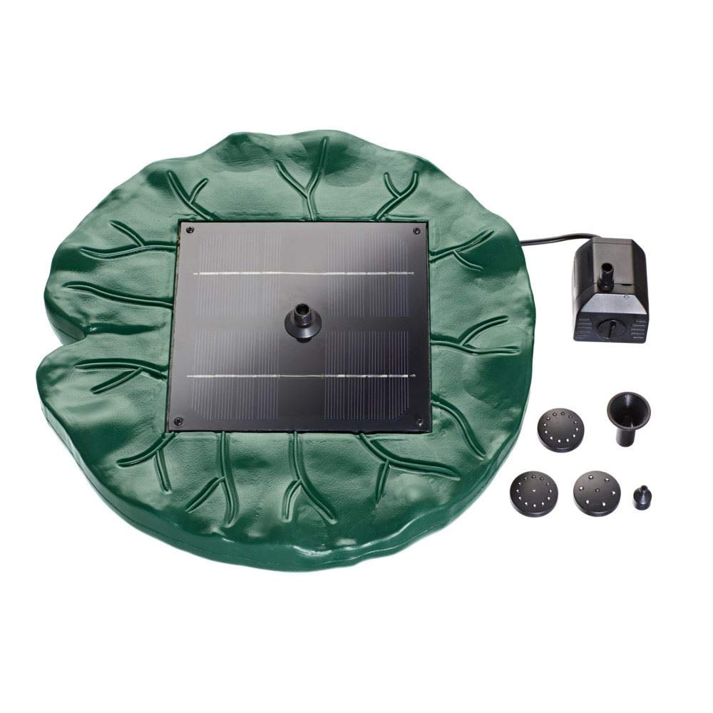 Pontec PondoSolar Lily Island - Above-Water Solar Fountain With Floating Compact Lily Design and 4 Fountain Heads - Self-Contained Solar Water Feature, No Cable Needed