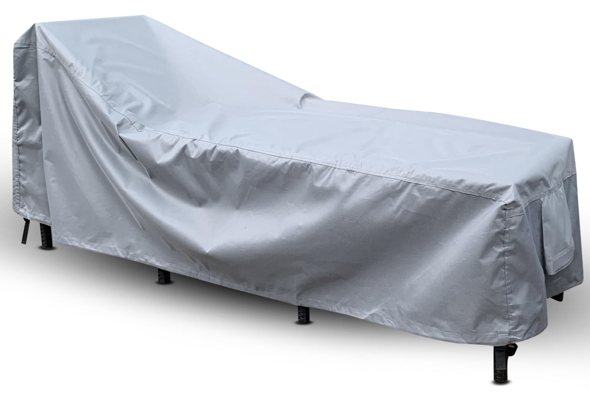 Kingsbridge Sun Lounger Sunbed Cover 600D Heavy Duty Fabric, Double Stitching, Waterproof, Anti UV, Breathable, Rip Proof, Grey, LxWxH 210 x 75 x 70/40cm