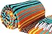 El Paso Designs Peyote Hippie Blanket Classic Mexican Style Falsa Stripe Pattern in Vivid Peyote Colors. Throw, Bed, Tapestry, or Yoga Blanket. Hand Woven Acrylic, 57